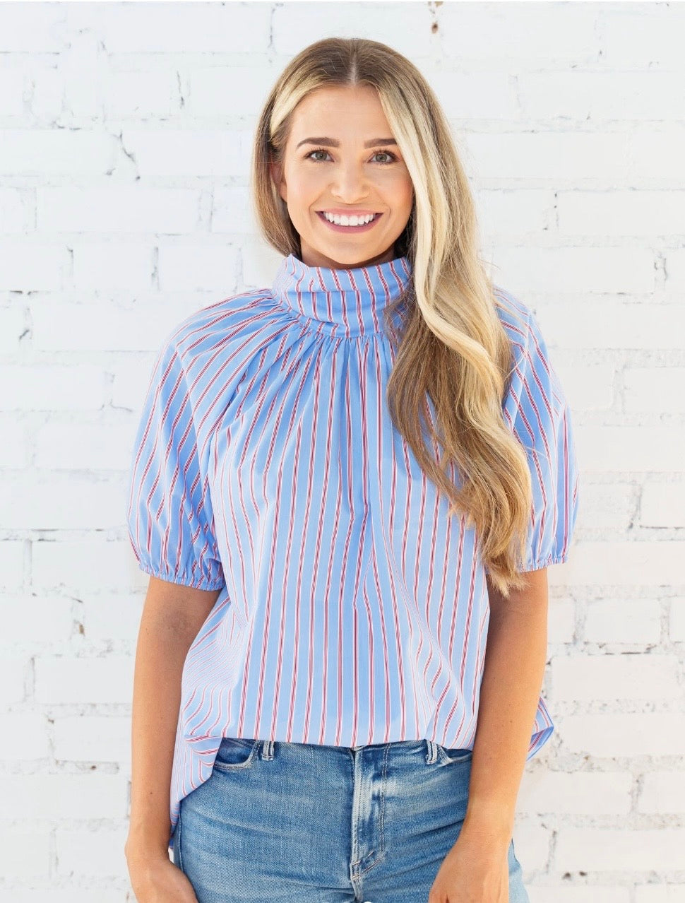 Ryan Bow Top Blue Stripe