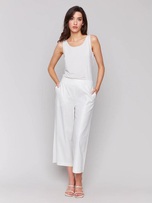 Foil linen pants with pockets/ champagne