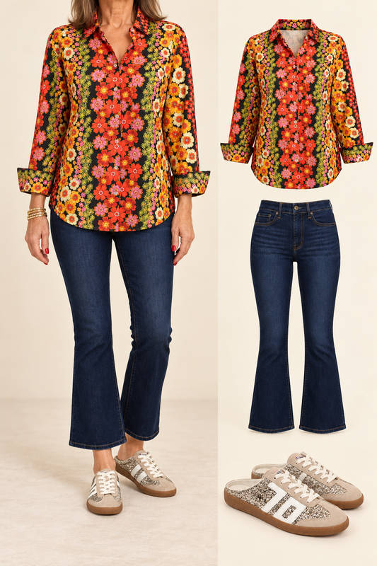 Boyfriend Shirt/ Gold multi