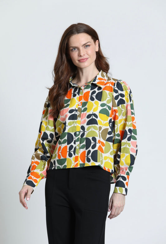 Puff Sleeve Shirt / citrus multi