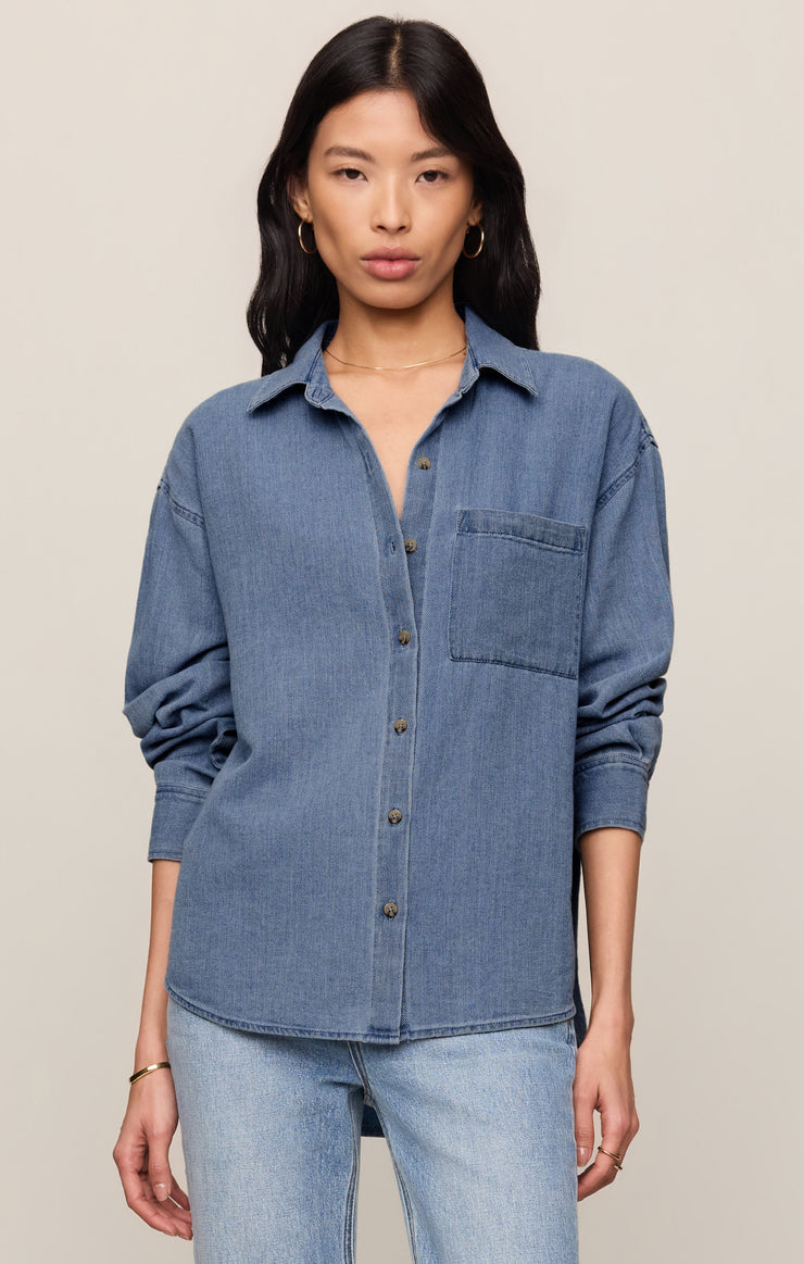 The Perfect Twill Button Up/ classic indigo