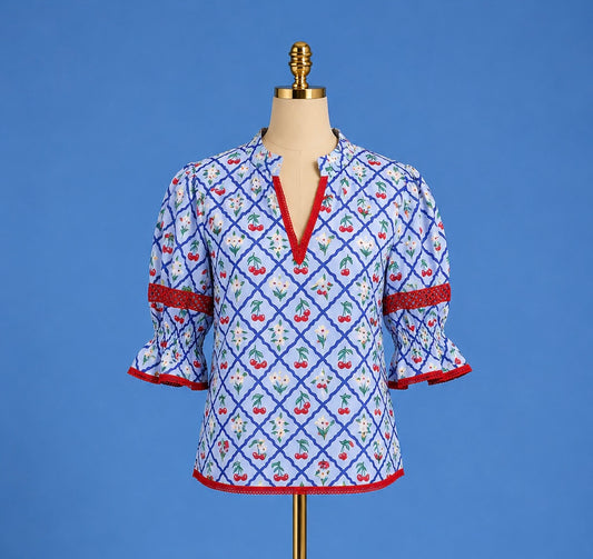 Lottie Top / light blue cherry