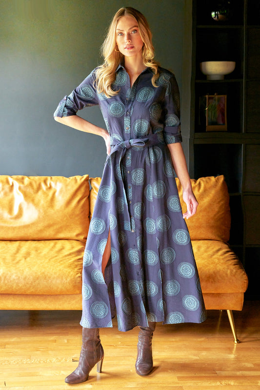 Laine Dress / Medallion Jacquard Dark Teal