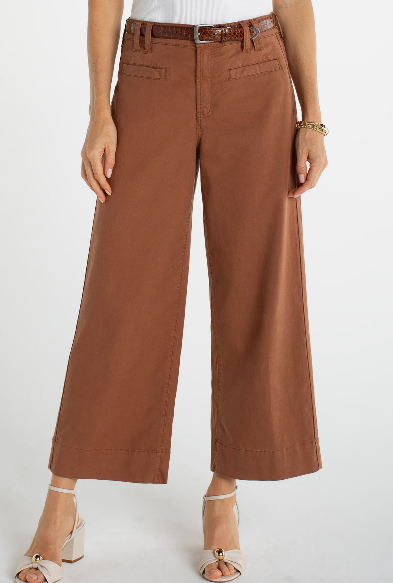 Wide leg crop pant/ mocha brown