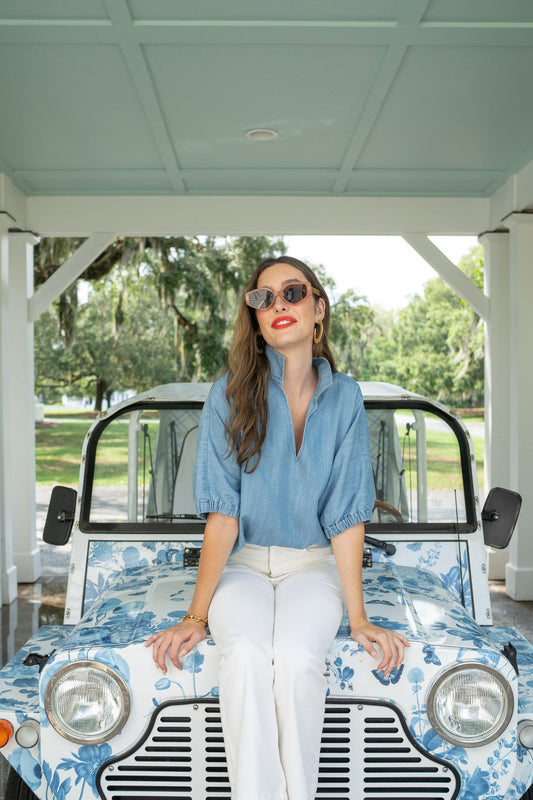Poppy Top/ Denim Chambray