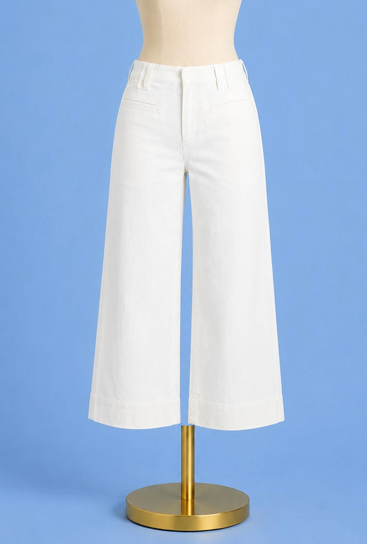 High Rise Crop wide leg/ whipped cream
