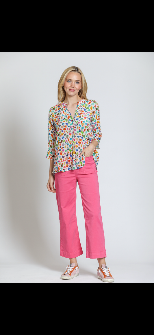 Wide leg pant with patch pockets/ pink