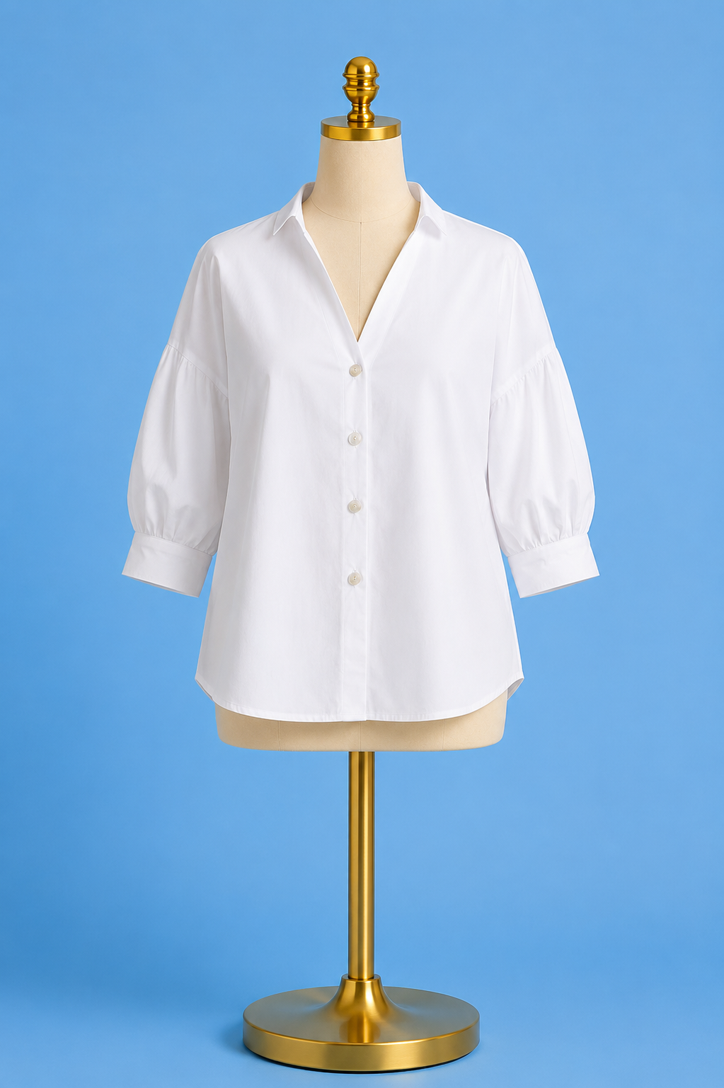 Shirt with blouson sleeve/ white