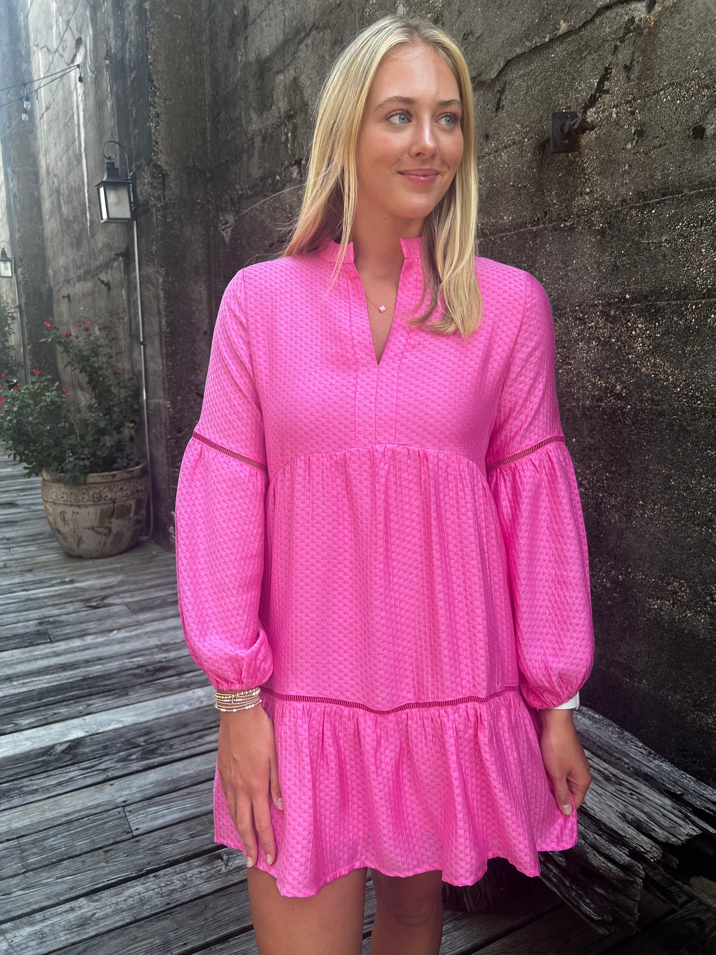 Joy Joy pink placket trim dress