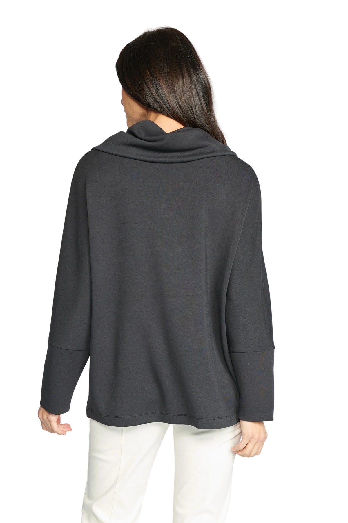 Featherlux Knit cowl neck tunic /black