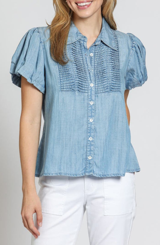 Denim Puff Sleeve Top