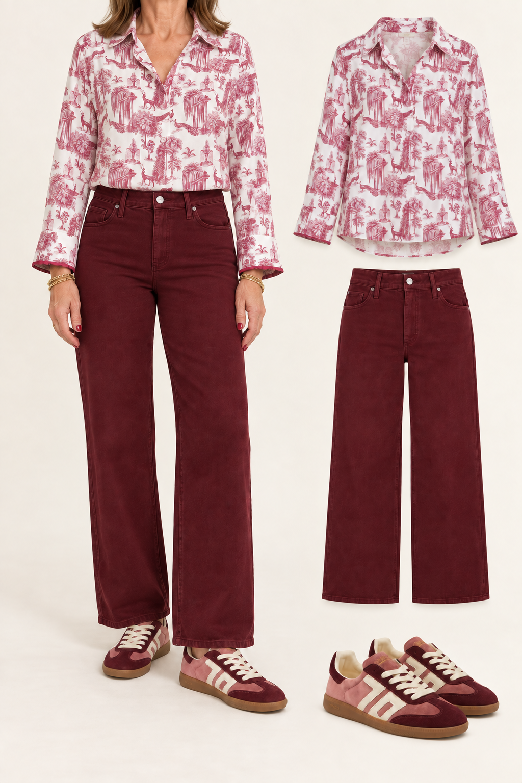Maroon Parisian Garden Blouse