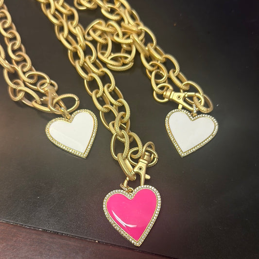 Virtue Etched Chain Enamel Heart