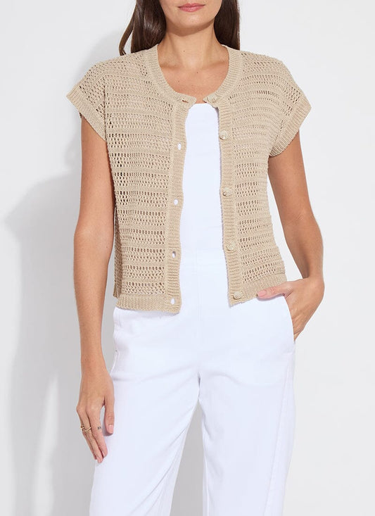 Brisa Linen Mesh Sleeveless cardigan/ linen