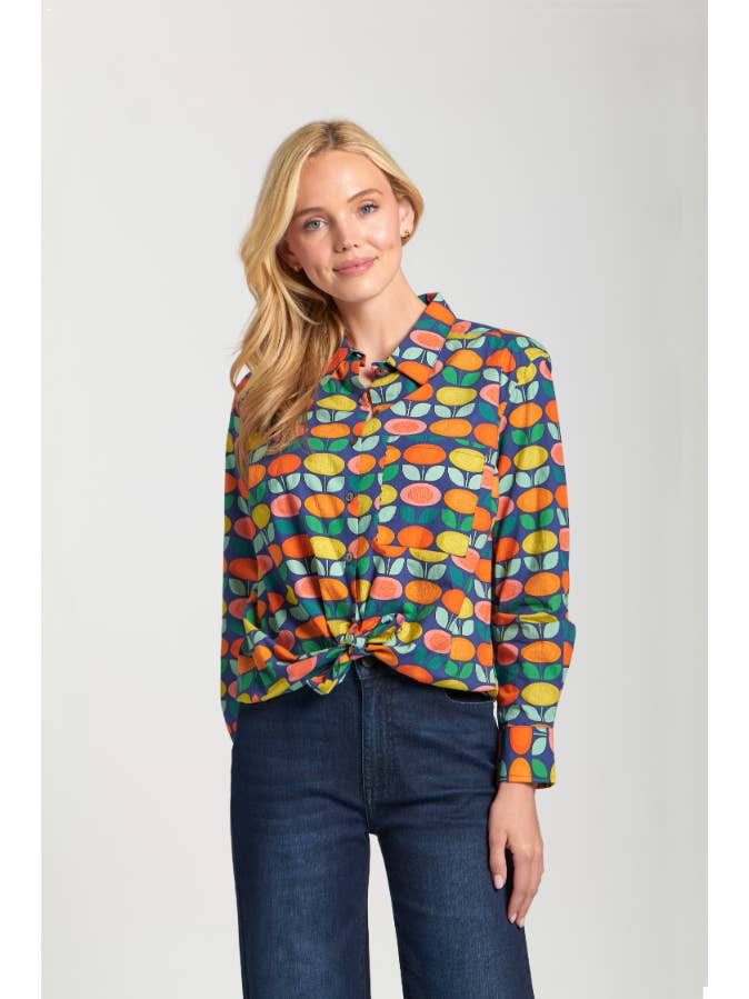 Boyfriend Shirt / navy multi
