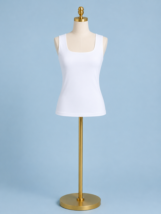 Evie Scoop neck tank/ white
