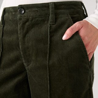 Wide Leg Crop Corduroy Pants/ Hunter Green