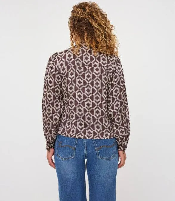 Brown & Cream Blouse