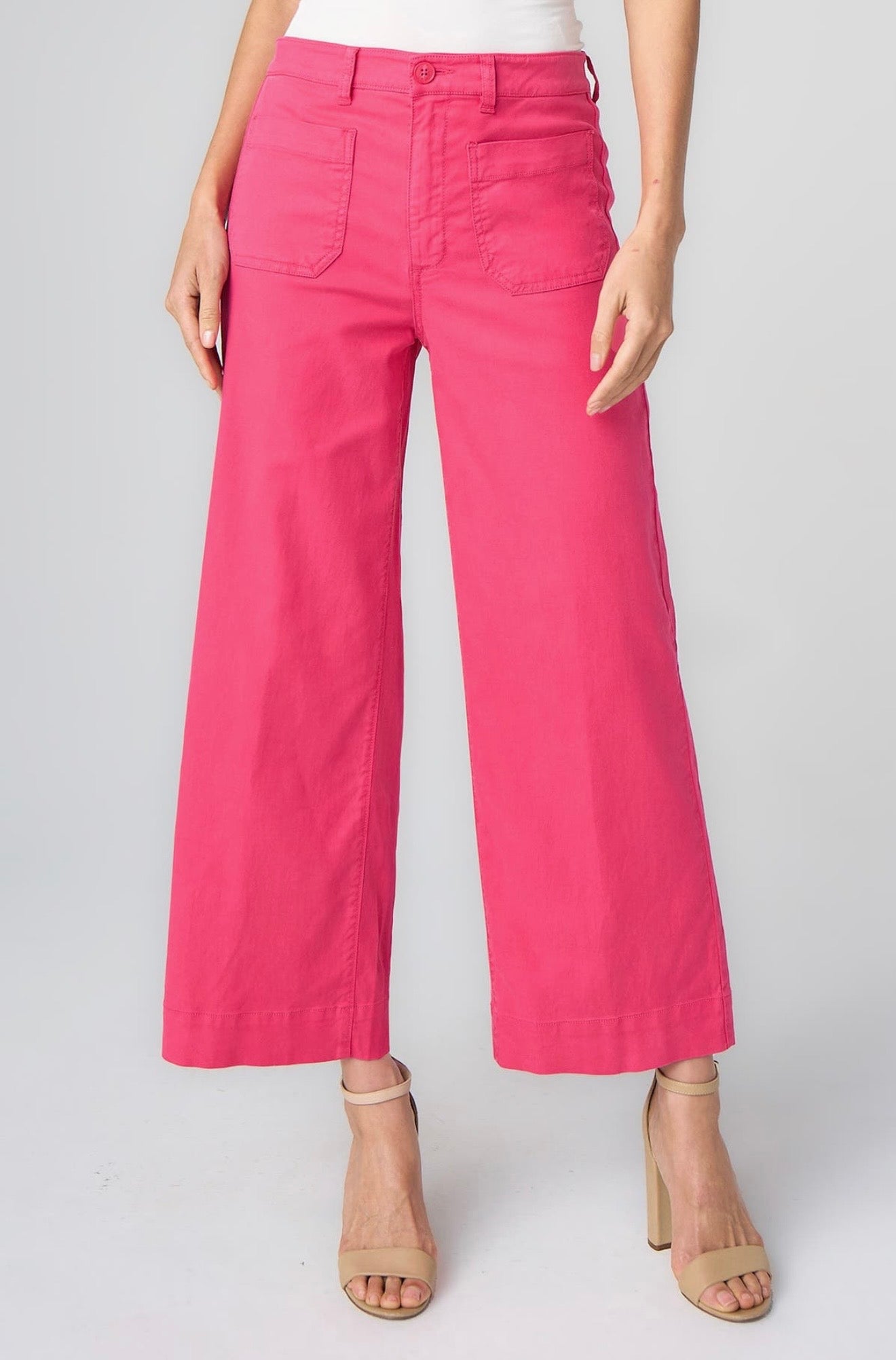 Crop wide leg with patch pockets/ Diva Pink