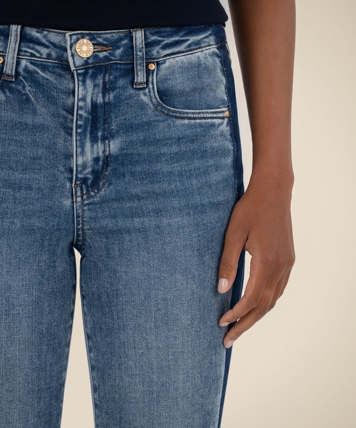 Kelsey High Rise ankle flare/ inerrant with dark stripe