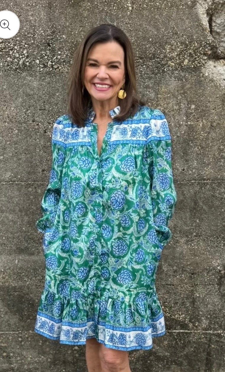 Flounce Dress/ Bluebell bloom