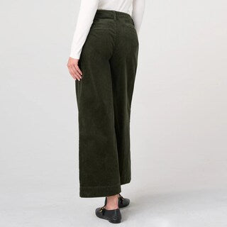 Wide Leg Crop Corduroy Pants/ Hunter Green