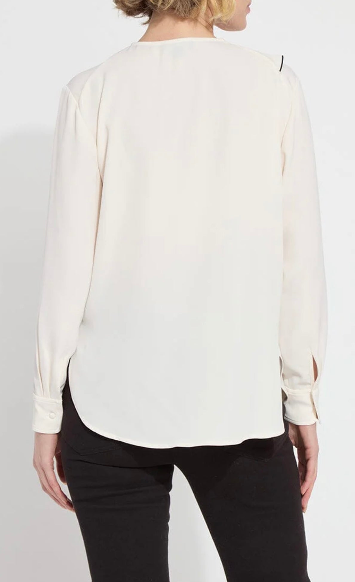 Lysse Marianne V Neck Ruffle Blouse/ Chalk