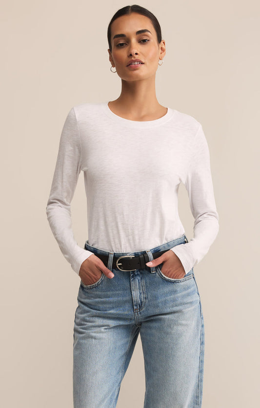 Modern Slub long sleeve tee/ white