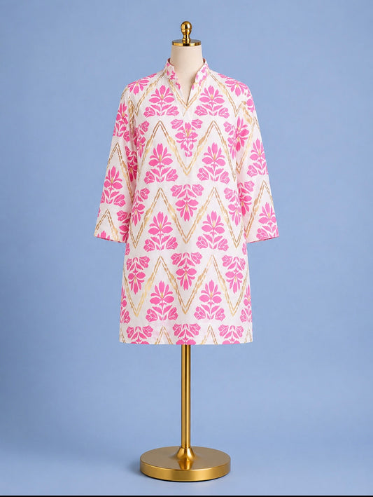 Helen Dress/ Gilded Flora White/Gold