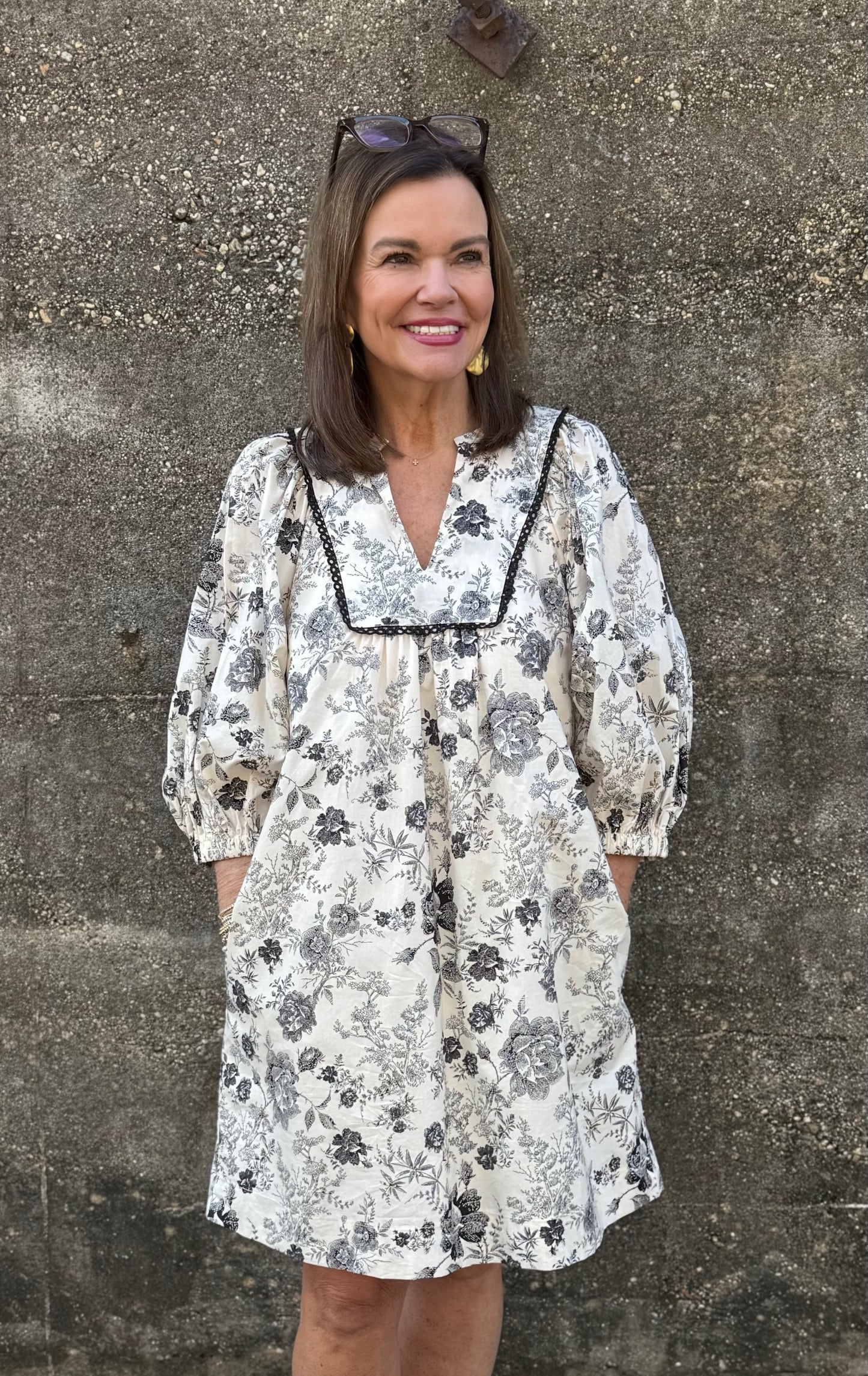 Front Yoke Trimmed Dress/ Floral Poetry