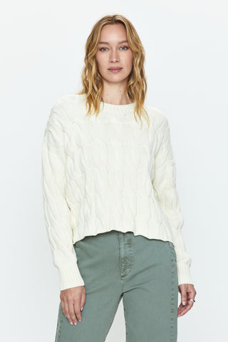 Eva Crewneck sweater/ white cable