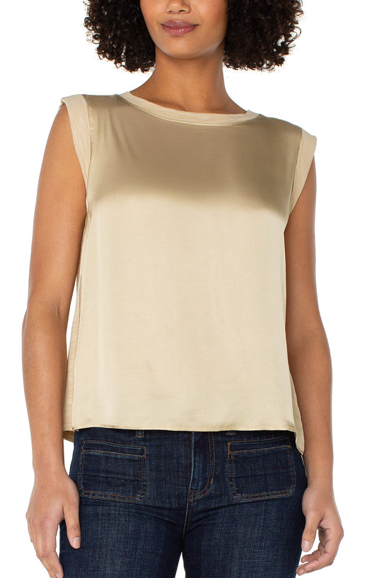 Sleeveless top/ pale gold