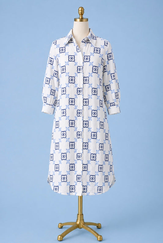 White Blue Dress