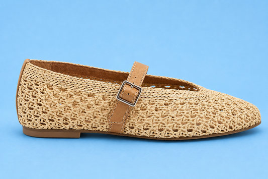 Freya Natural Mary Jane Ballet Flats/ Natural
