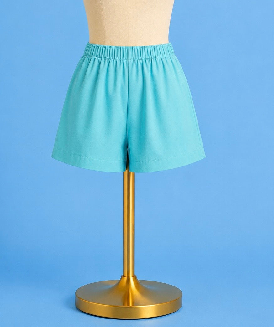 Slit pocket short / turquoise