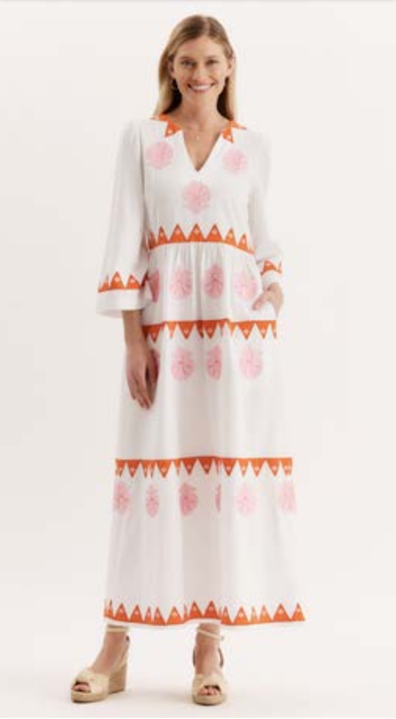 Lana Cotton Embroidered Appliqué Dress/ white