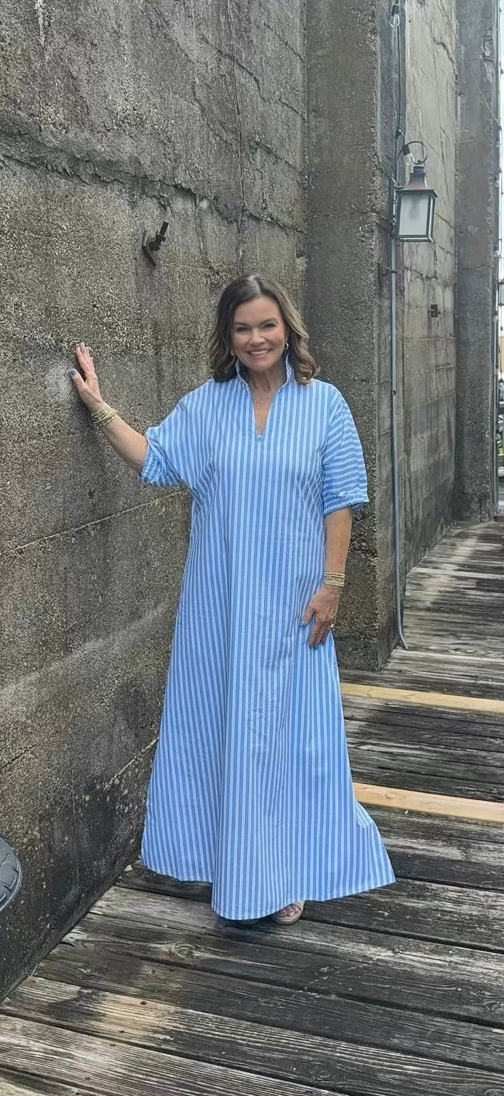 Poppy Maxi/ French Blue Stripe