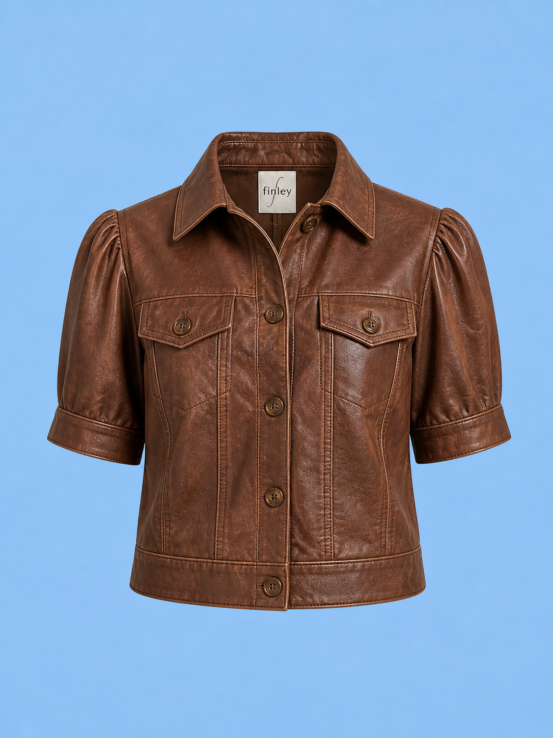 Crop leather jacket/ Stone Brown