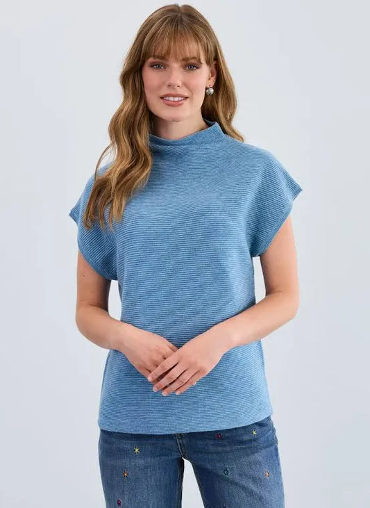 Ottoman sweater vest/ indigo