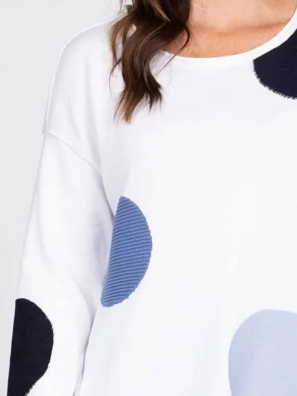 Circle Dot Pullover Sweater/ white