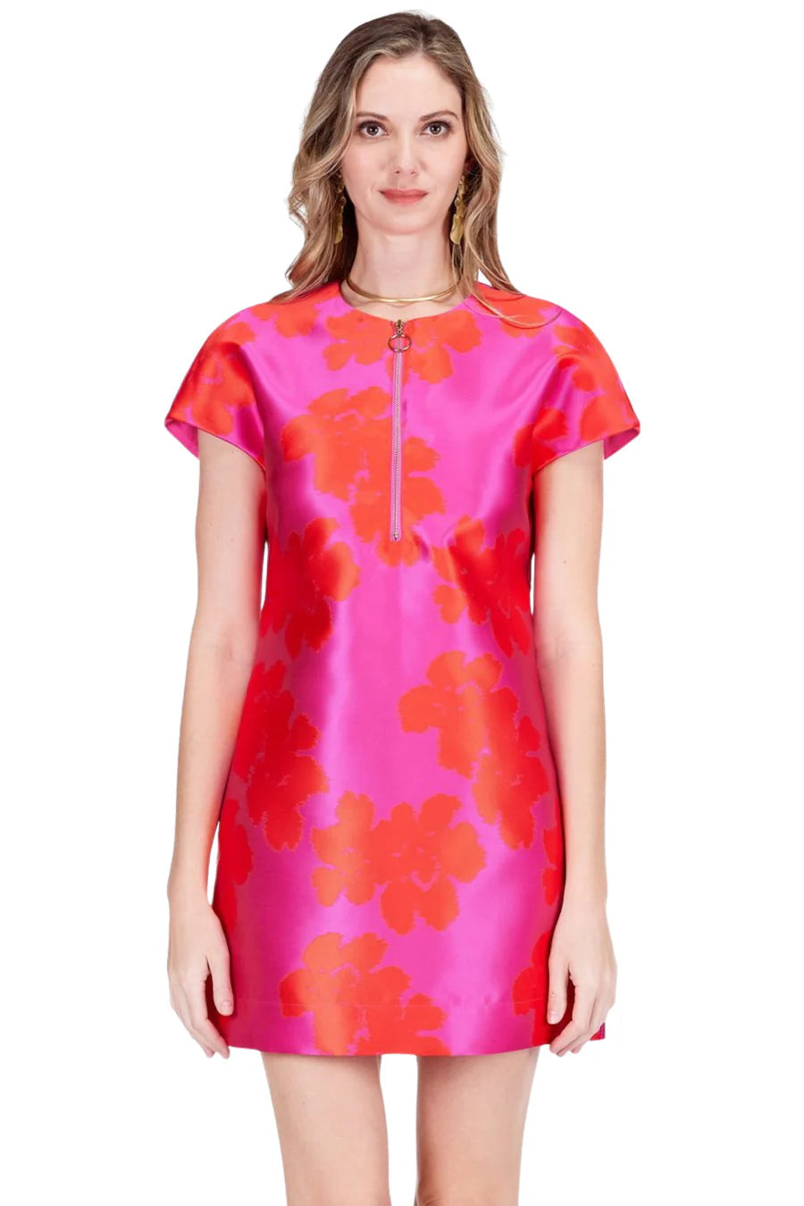 Shift dress / hibiscus brocade