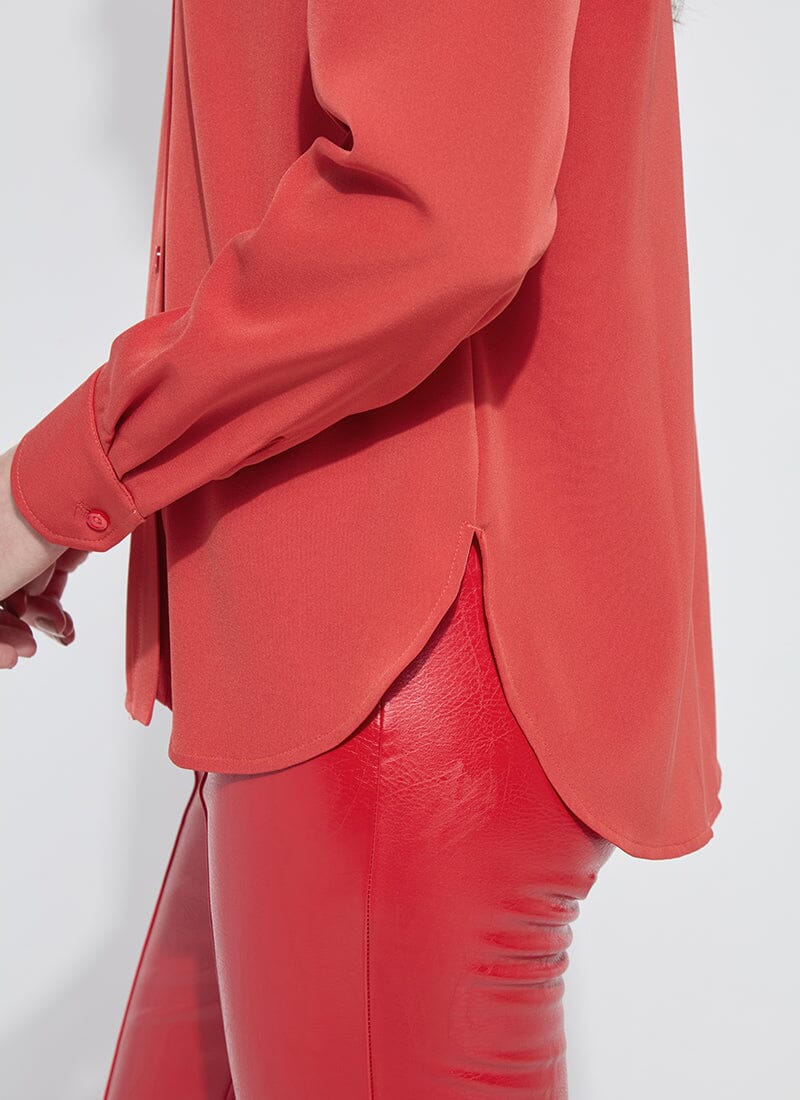 Parker Button Down Blouse/ extraordinary red