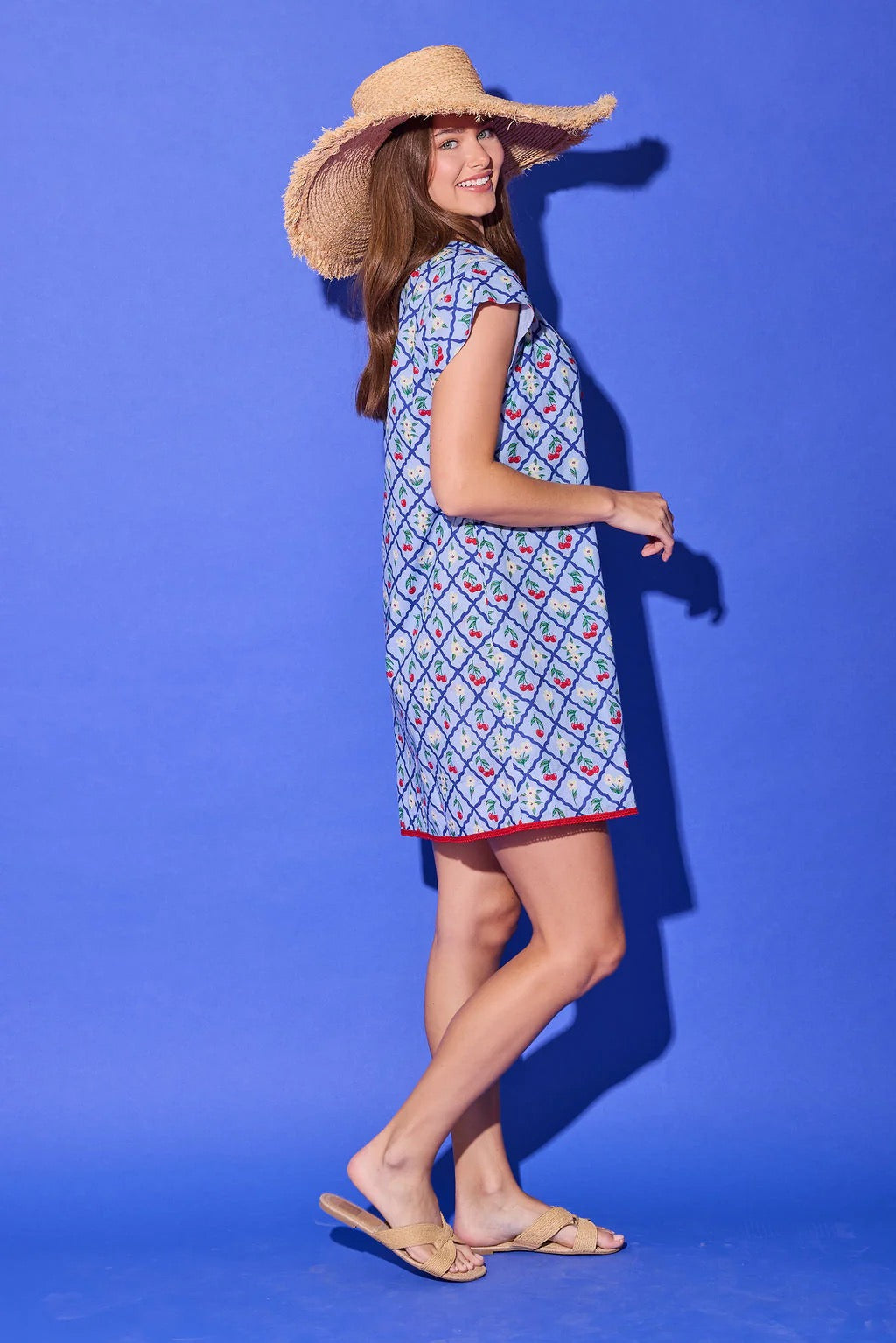 Tucker Dress/ light blue cherry