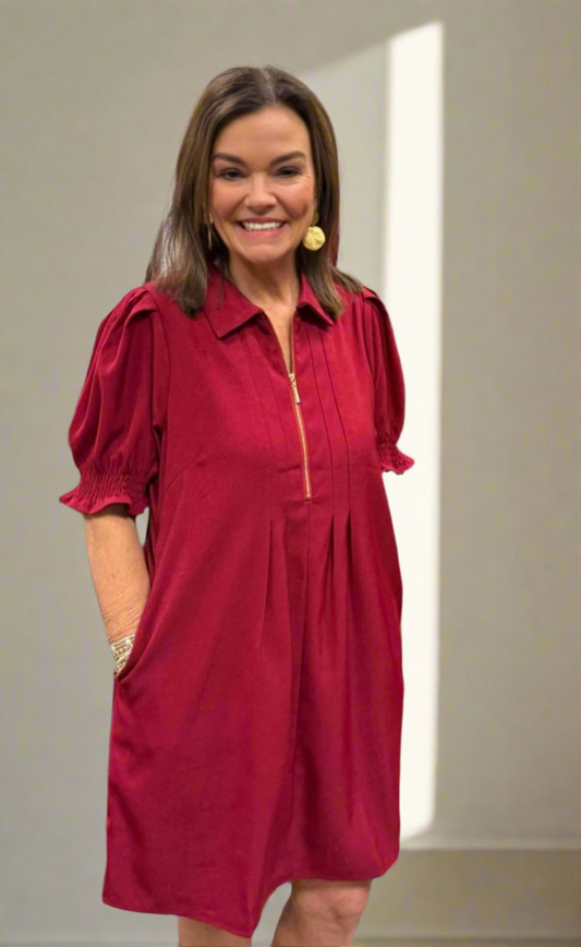 Front zip Wine dress