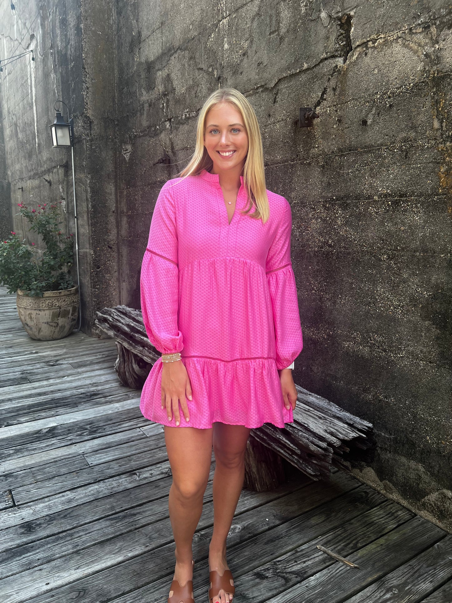 Joy Joy pink placket trim dress