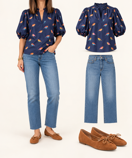 Anna Bird Top Navy