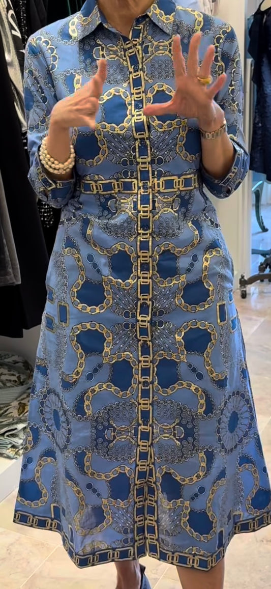 Minna Dress/ periwinkle gold