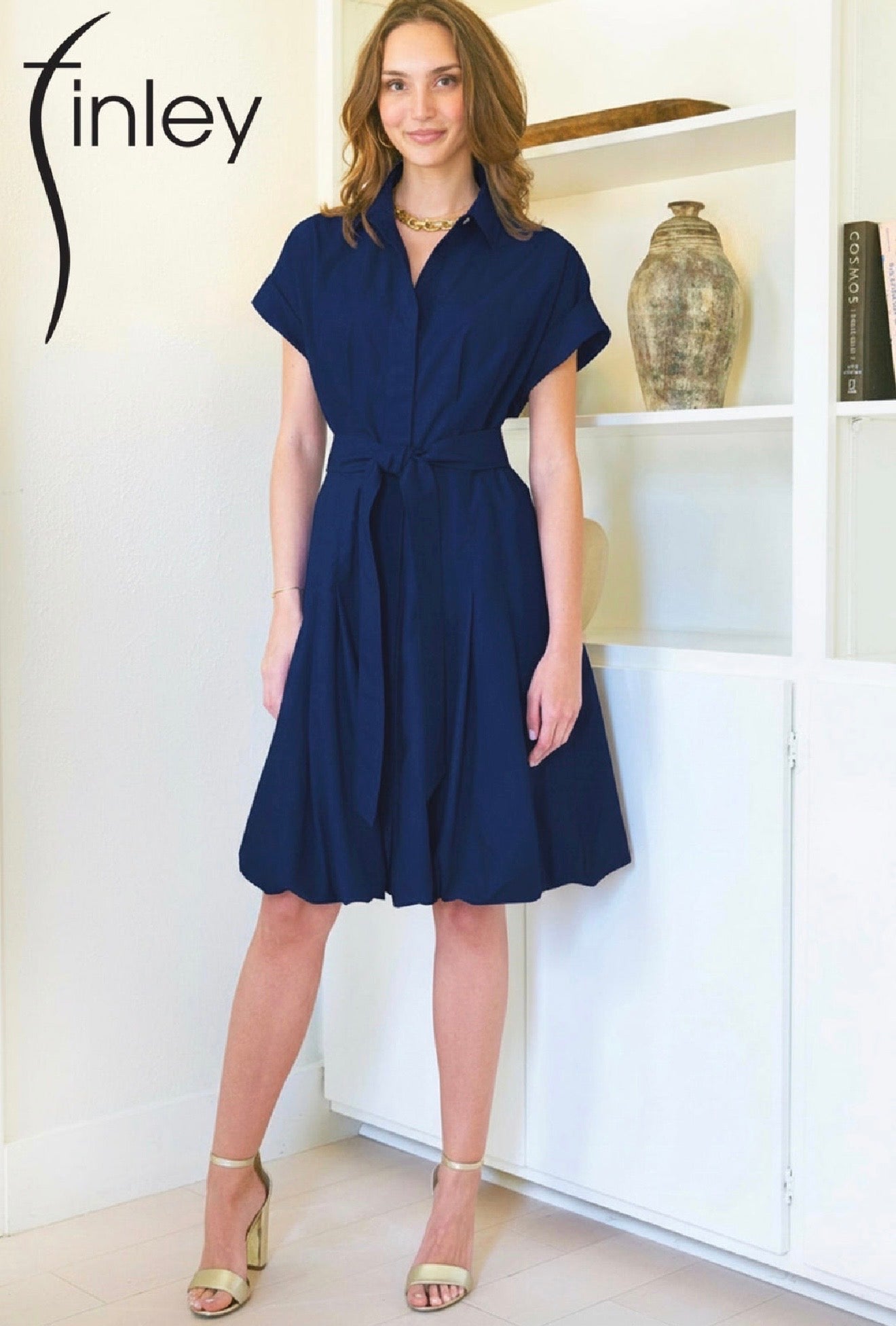 Libby Bubble Dress typewriter cloth / navy