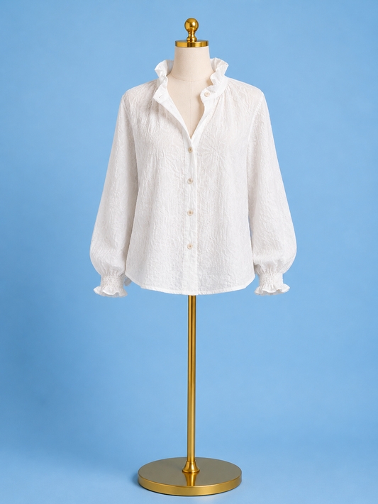 Fiona Shirt textured jacquard / white