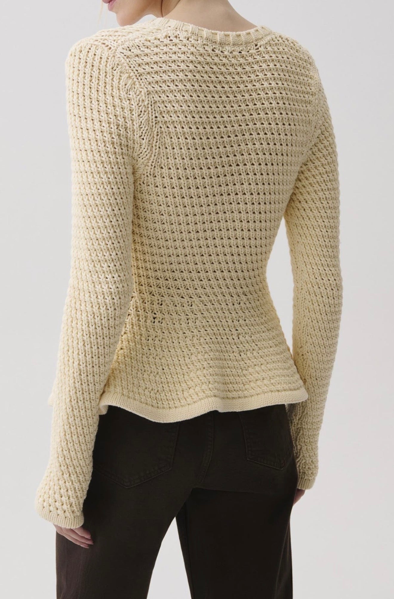 Elina Peplum Openwork Cardigan